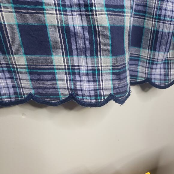 Talbots Plaid Floral Embroidery Scallop Hem Pullover Blouse Plus Size 2X Purple - Picture 11 of 14